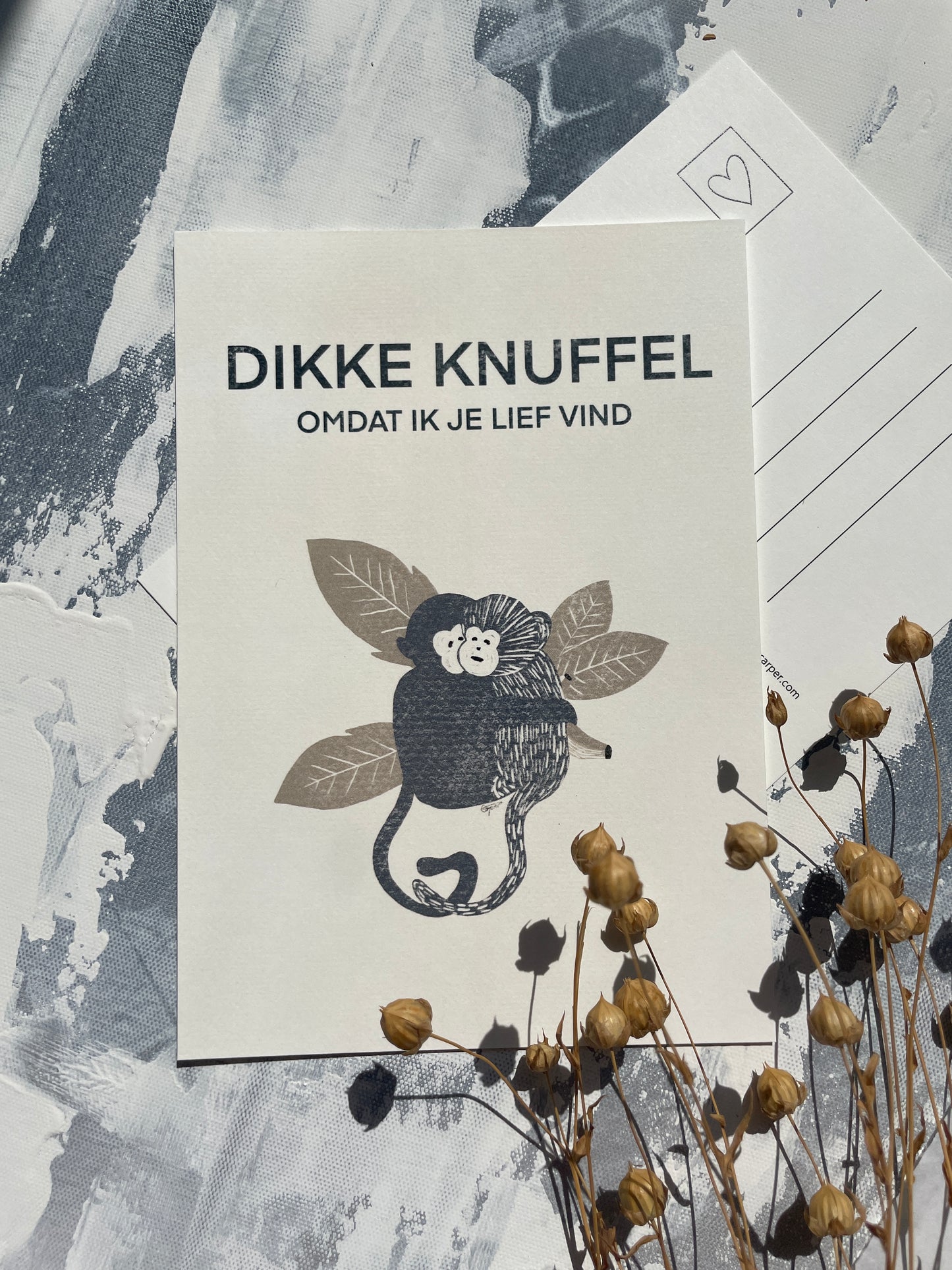 Kunst Ansichtkaart Aapjes. Schattig.