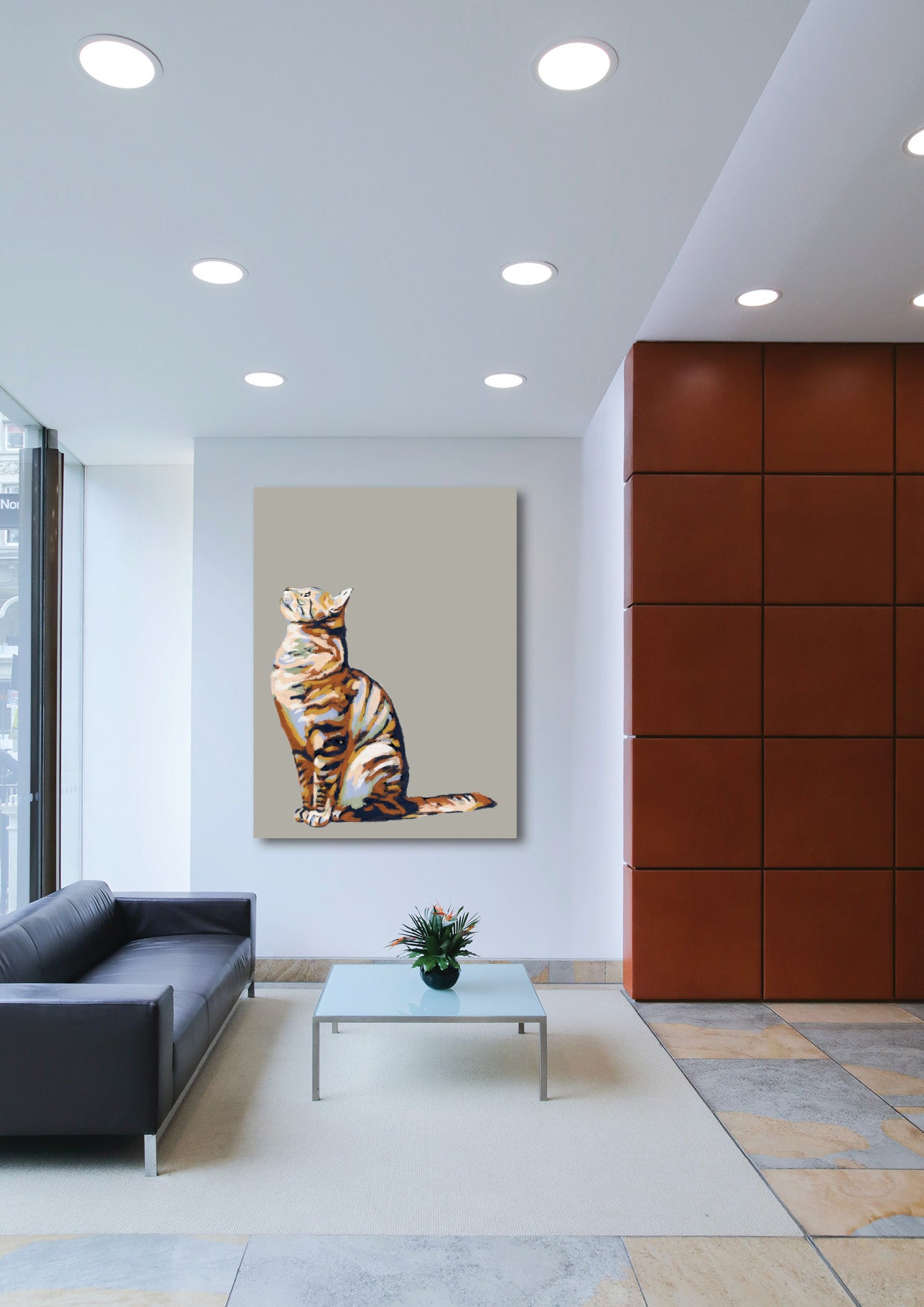 'Cat looking up' Aluminium Dibond