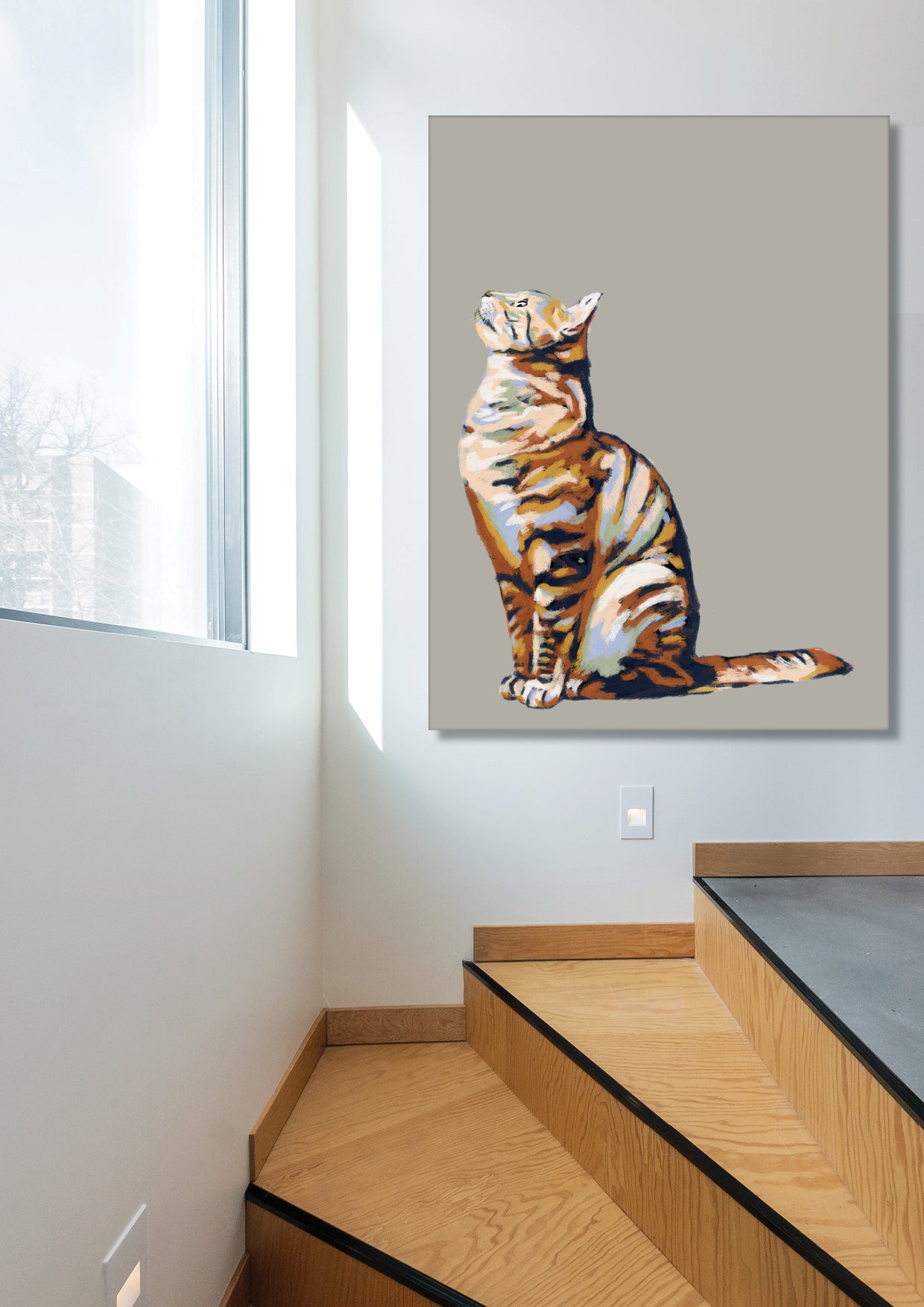 'Cat looking up' Aluminium Dibond