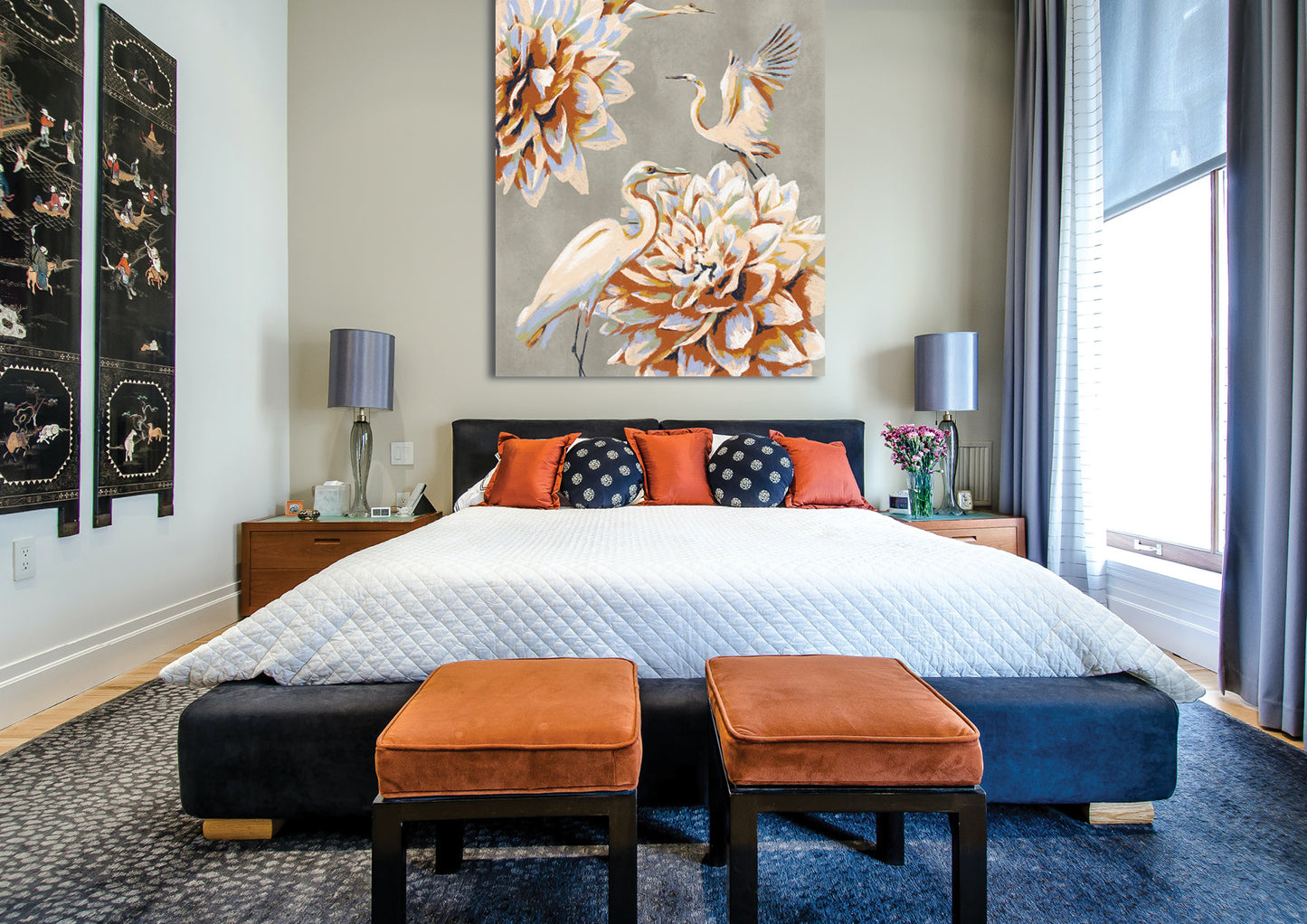 'Cranes and Lilies' Aluminium Dibond