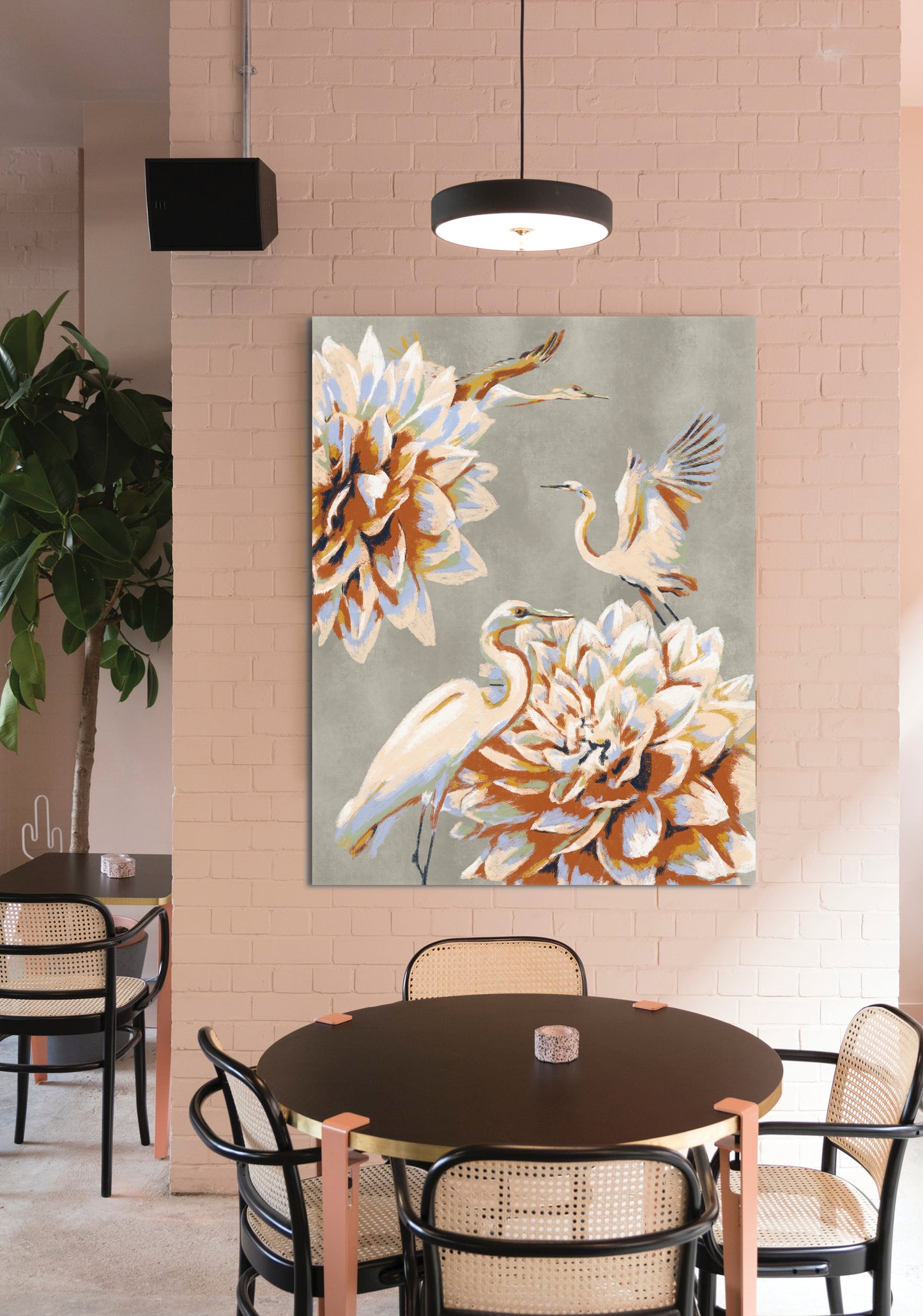 'Cranes and Lilies' Aluminium Dibond