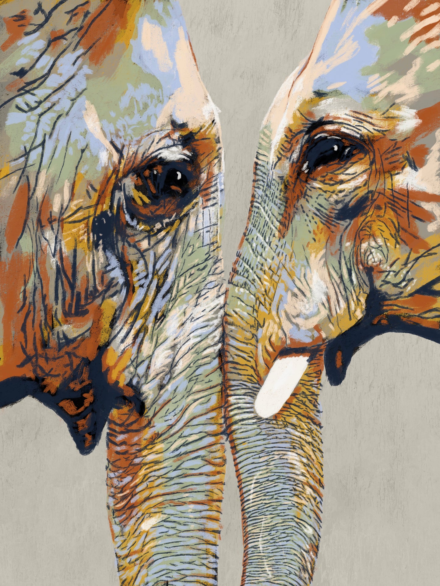 'Familial love of Elephants' Aluminium Dibond