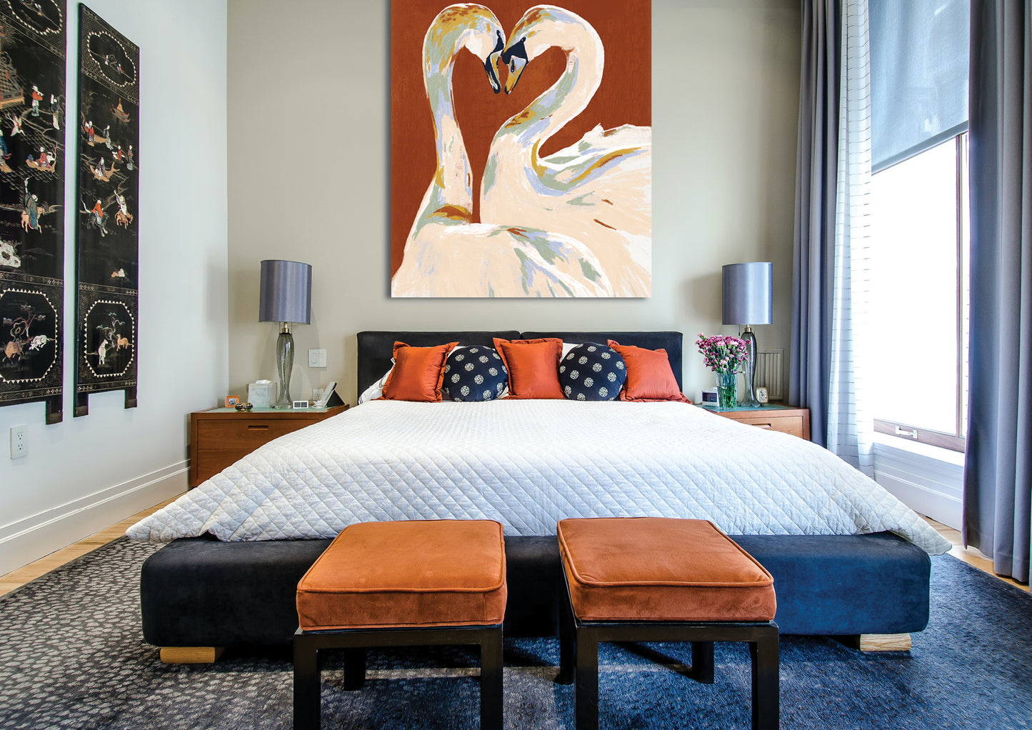 'Love swans' Aluminium Dibond