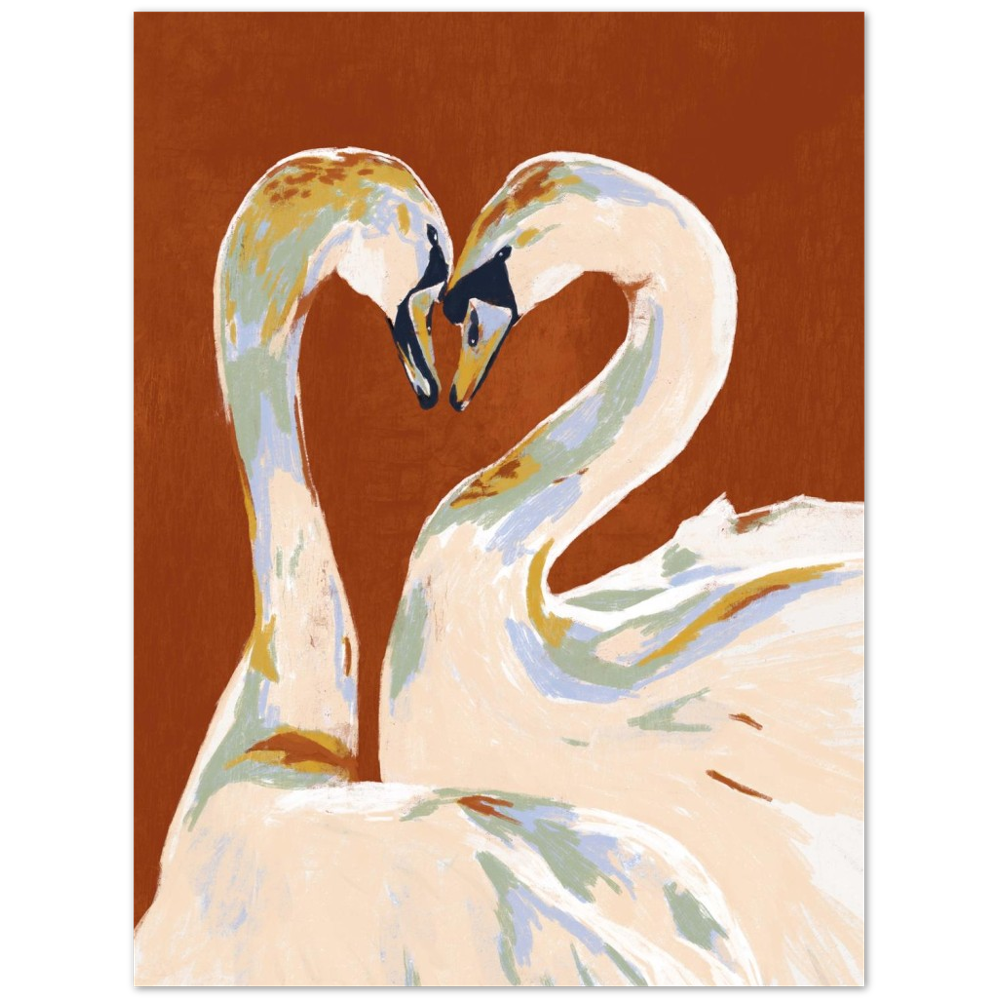 'Love swans' Aluminium Dibond
