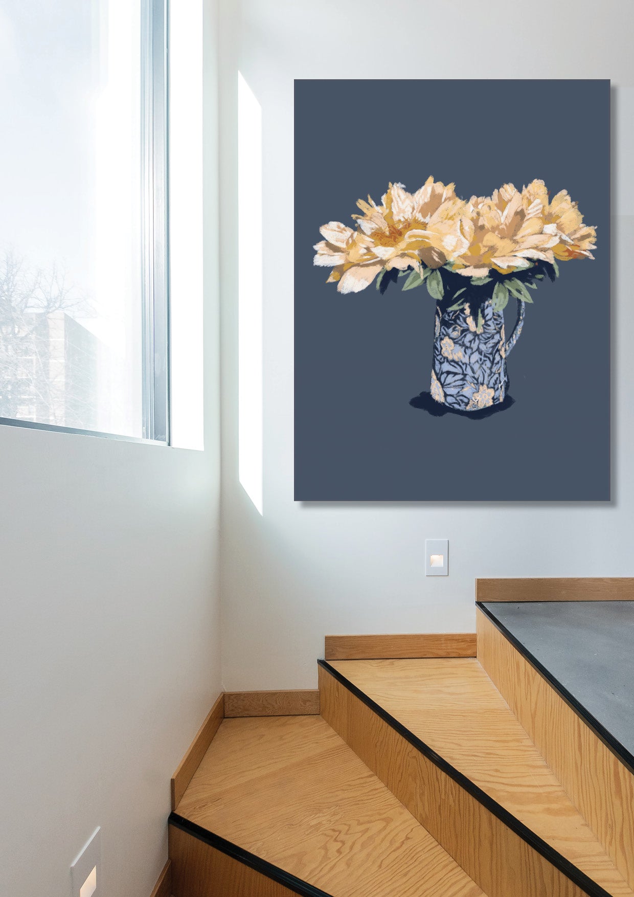 'Yellow flowers Blue vase' Aluminium Dibond