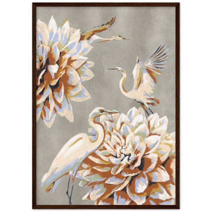 Cranes and lilies