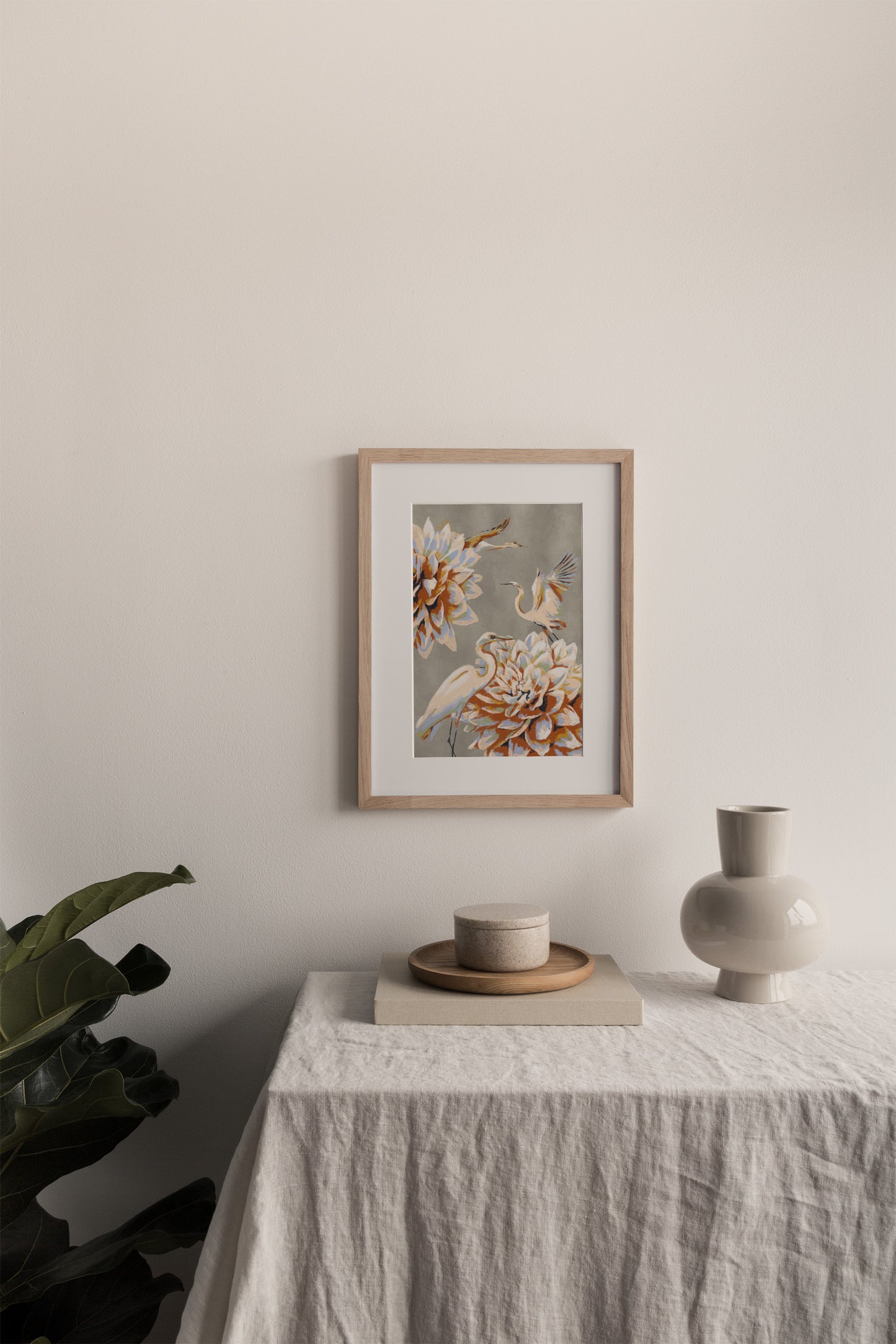 Cranes and lilies