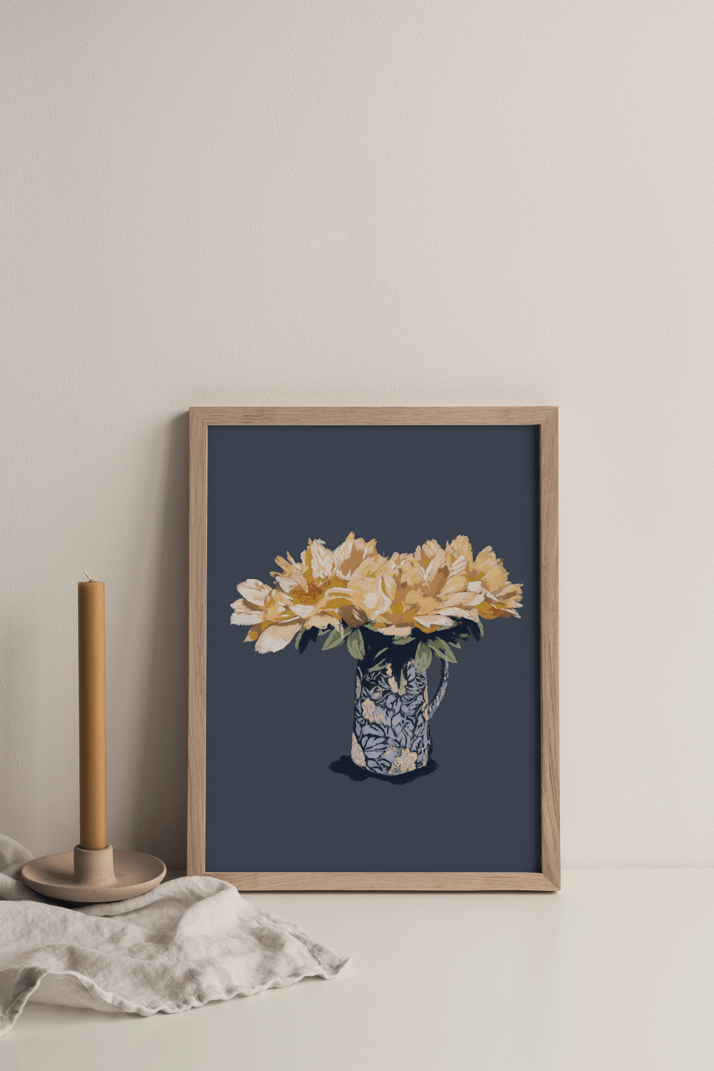 Yellow flowers in a blue vase*