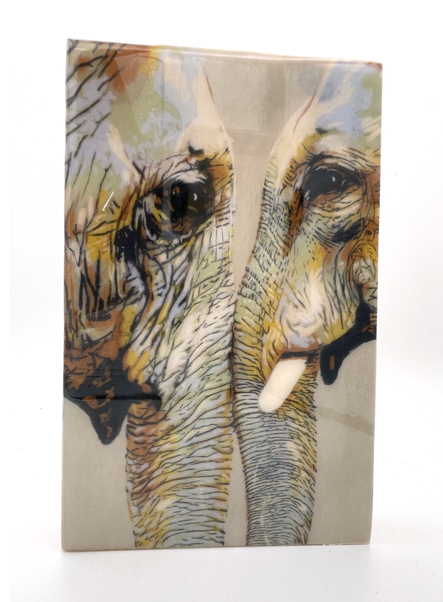 Familial Love of Elephants Wood Tile