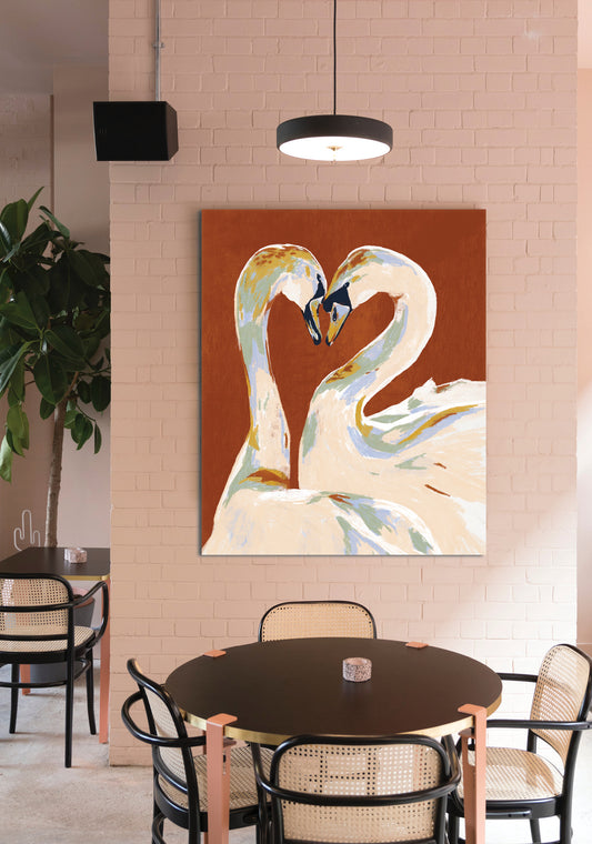 'Love swans' Aluminium Dibond